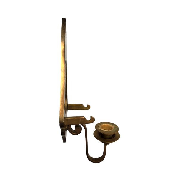 vintage solid brass wall mount candle sconce - Picture 8 of 9